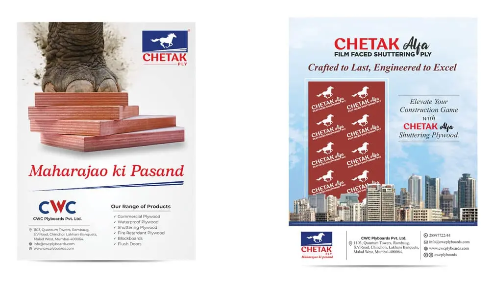 Flyers Design Work done for CWC Plyboards Pvt. Ltd. by Digital Mavens