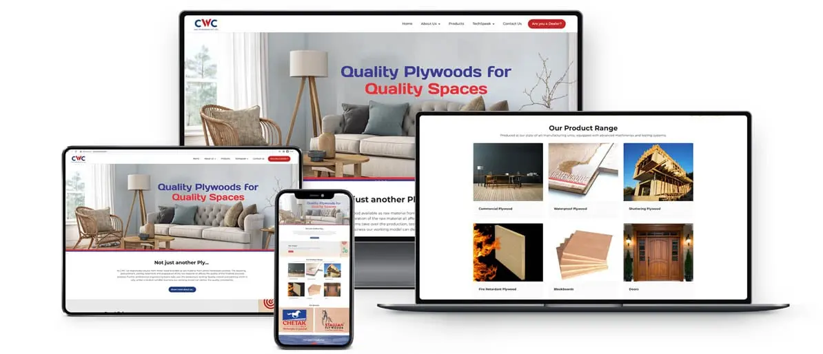 Website Design Work done for CWC Plyboards Pvt. Ltd. by Digital Mavens